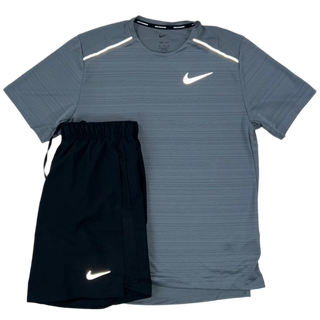 NIKE GREY MILER SET - T-SHIRT & SHORTS